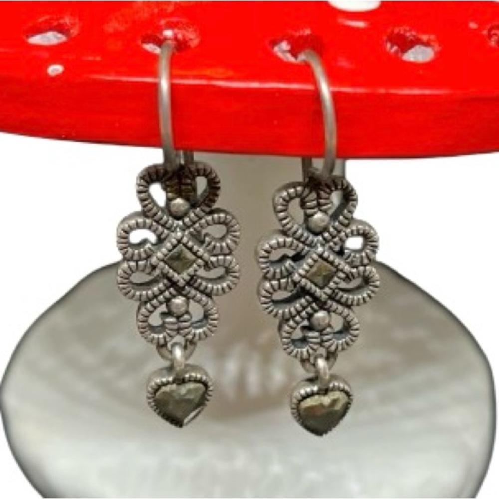 .925 A Sterling Silver Black Cubic Zirconia Dangle Earrings
